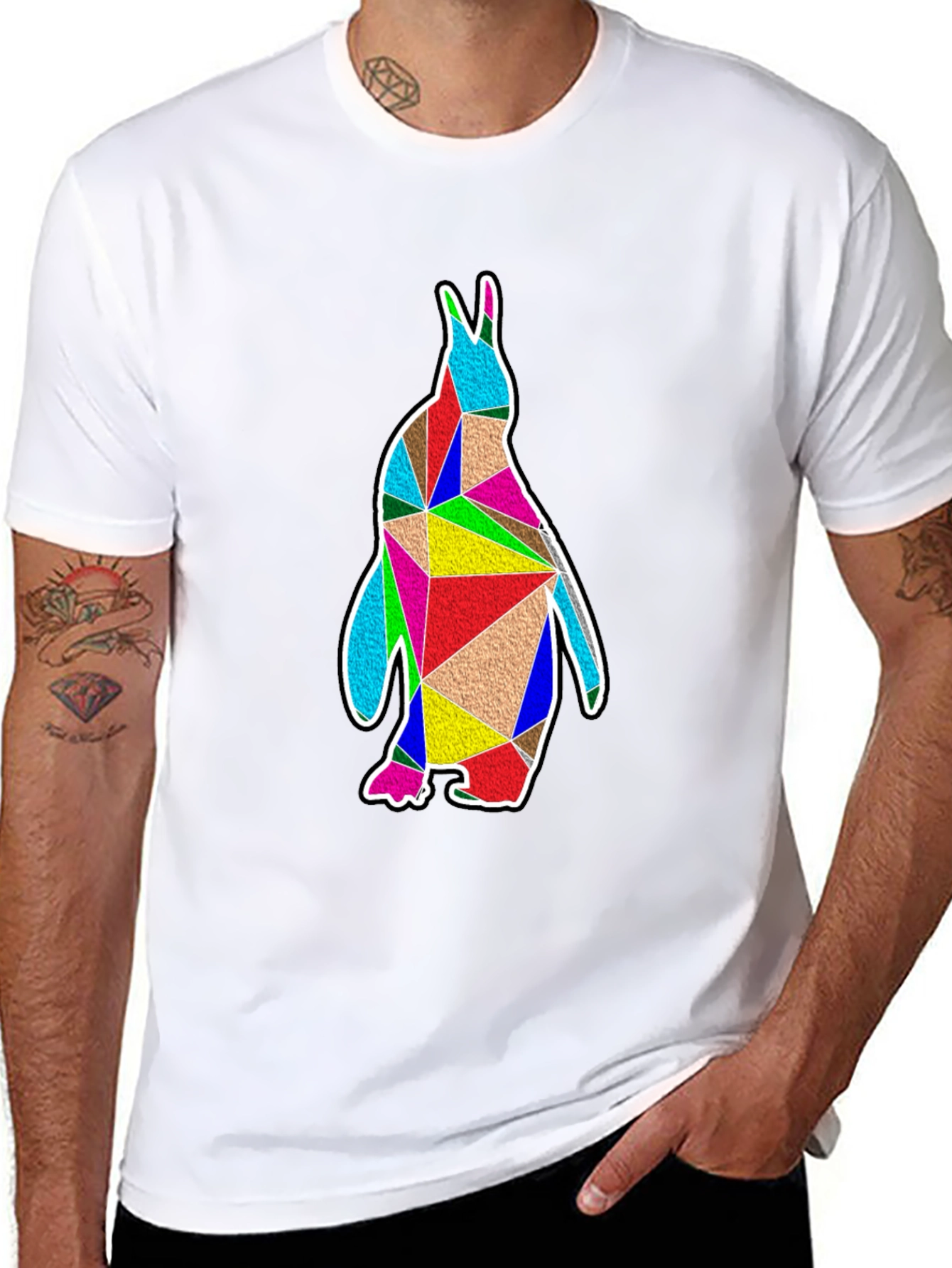 Geometric Penguin Graphic Tee - Unique Design
