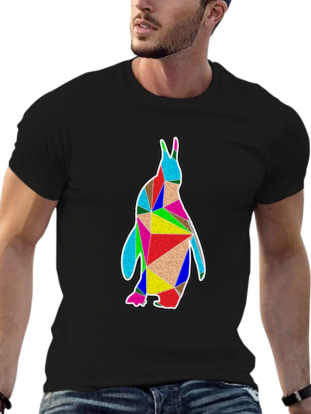 Geometric Penguin Graphic Tee - Unique Design