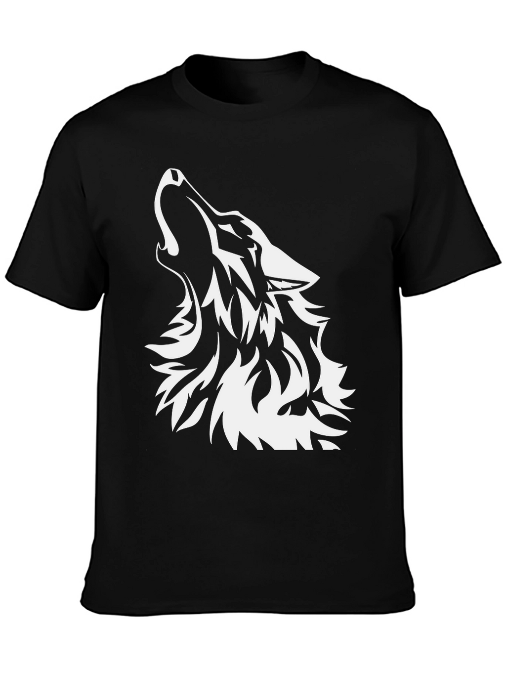 Black T-Shirt with Wolf Graphic