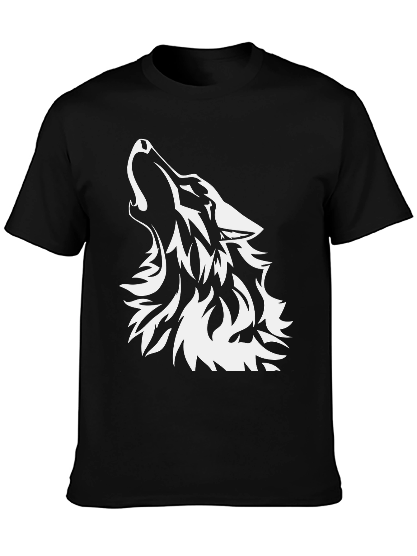 Black T-Shirt with Wolf Graphic