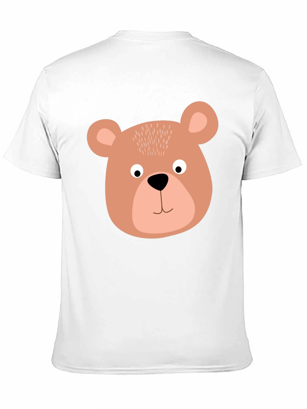 Cute Bear Face Graphic Tee - Black Cotton T-Shirt