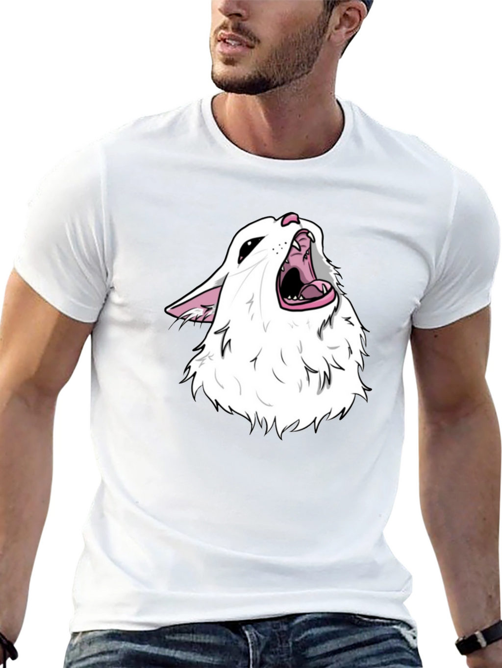 Screaming Cat Meme Black T-Shirt