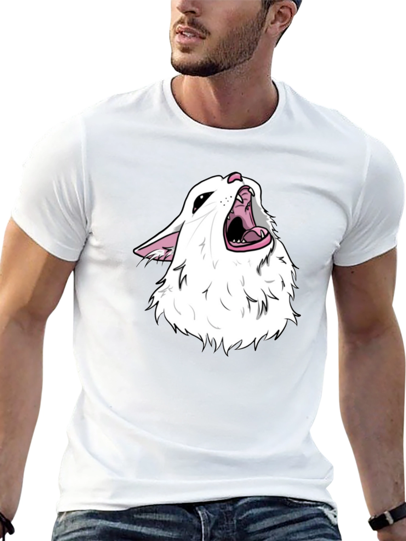 Screaming Cat Meme Black T-Shirt