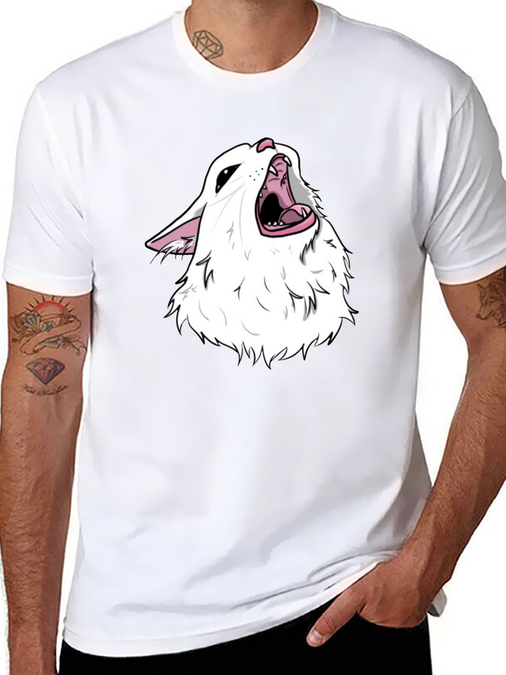 Screaming Cat Meme Black T-Shirt