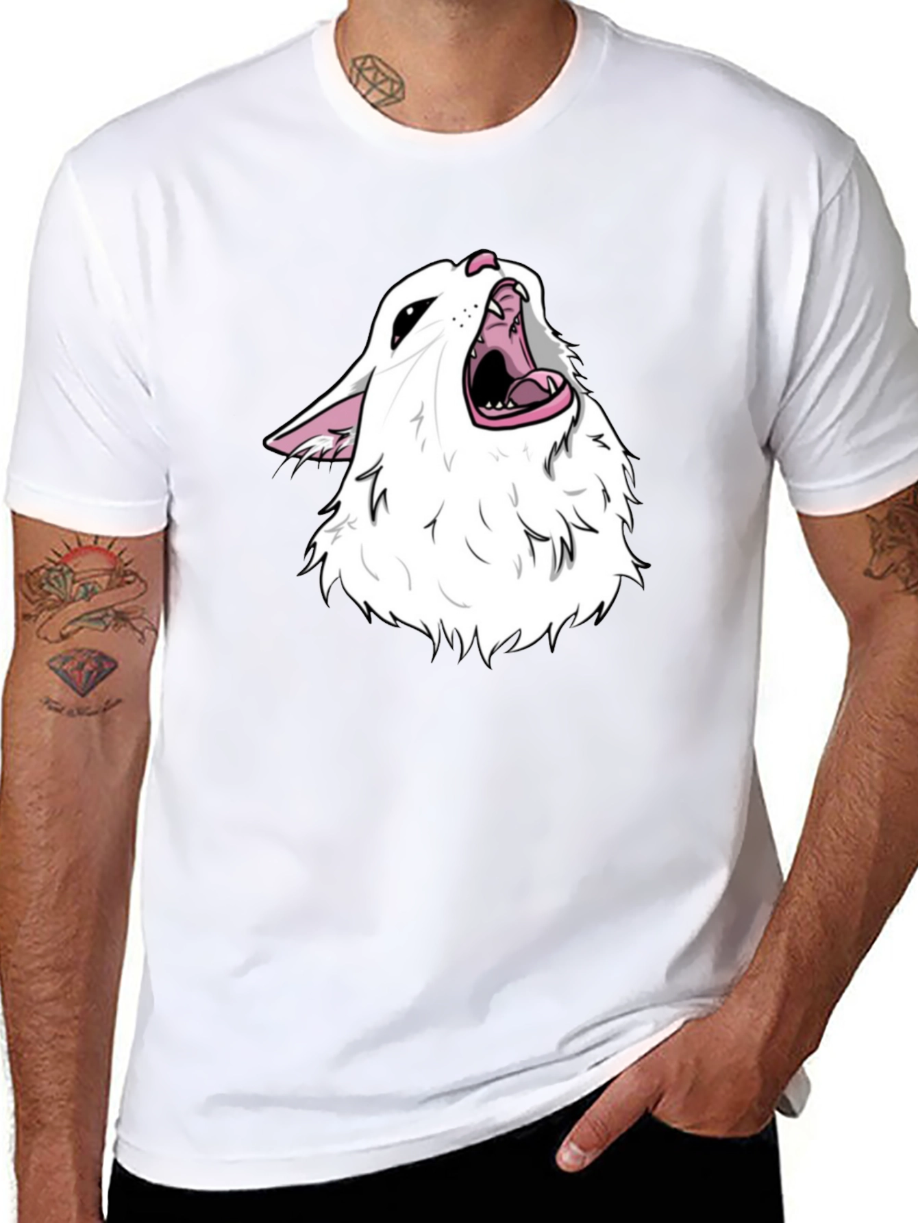 Screaming Cat Meme Black T-Shirt