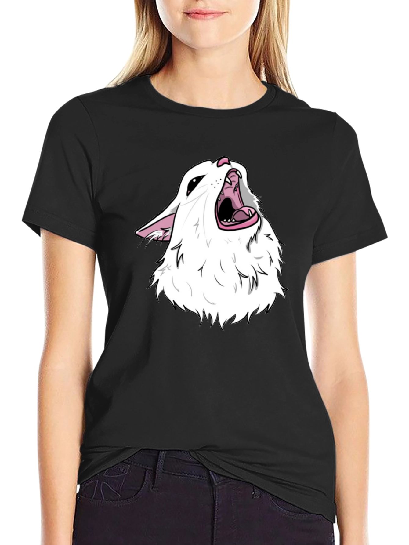 Screaming Cat Meme Black T-Shirt