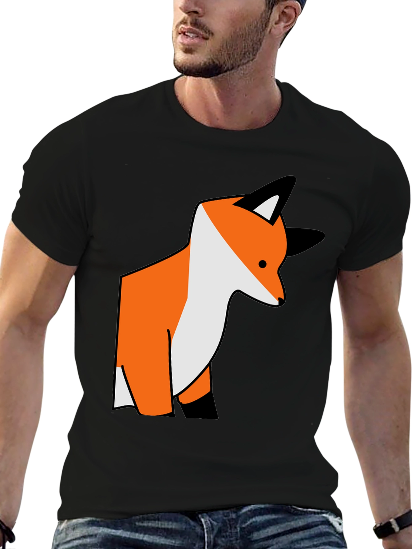 Fox Graphic Tee - Casual Black T-Shirt