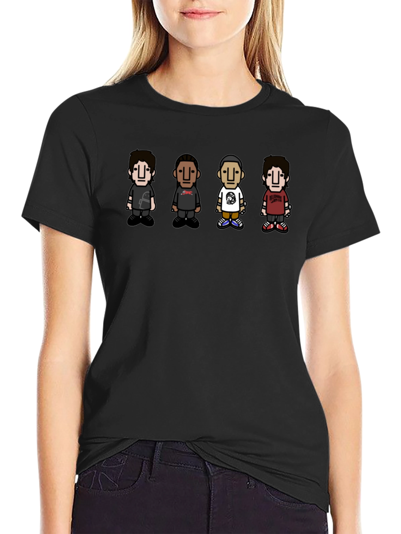 Cartoon Character Print Crew Neck T-Shirt