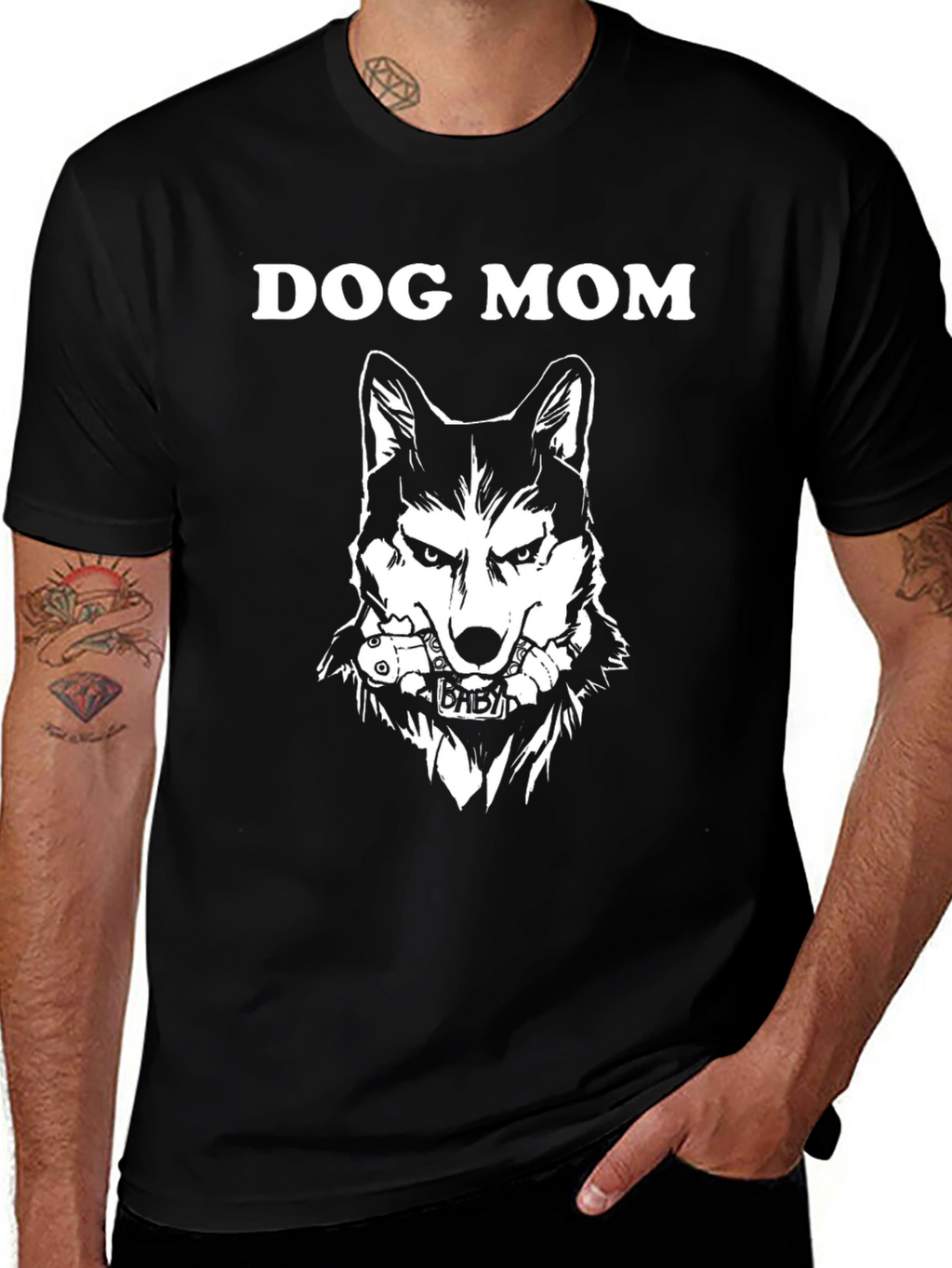 Dog Mom Graphic Tee - Wolf Design