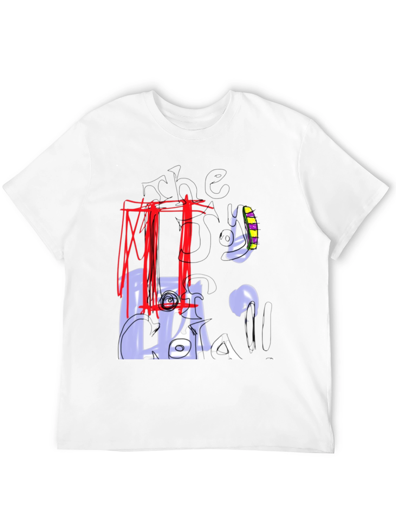 Abstract Graphic Print Black Crew Neck Tee