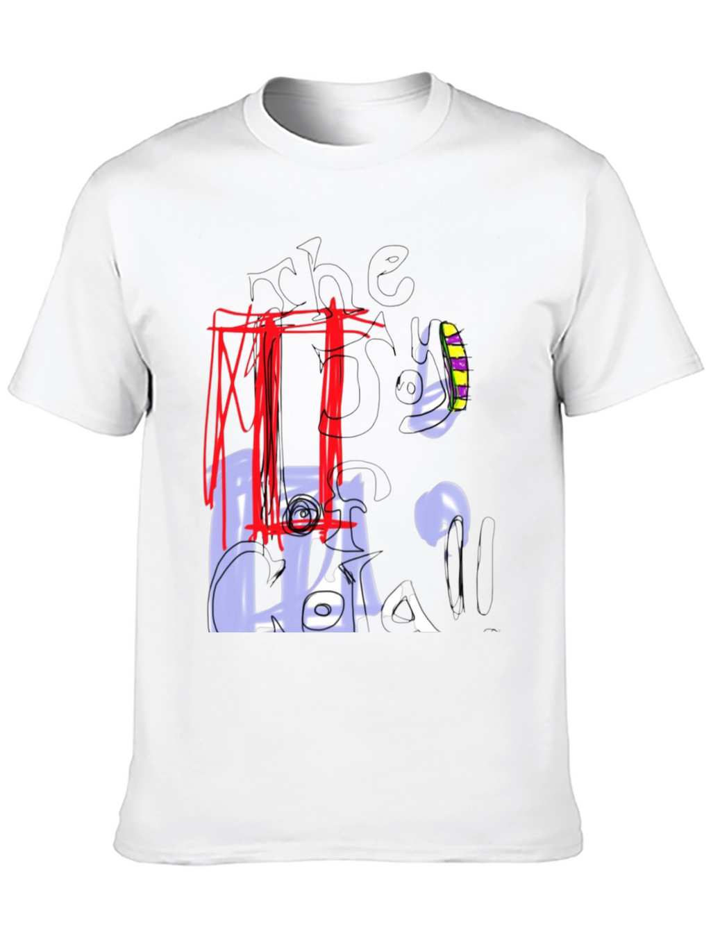 Abstract Graphic Print Black Crew Neck Tee