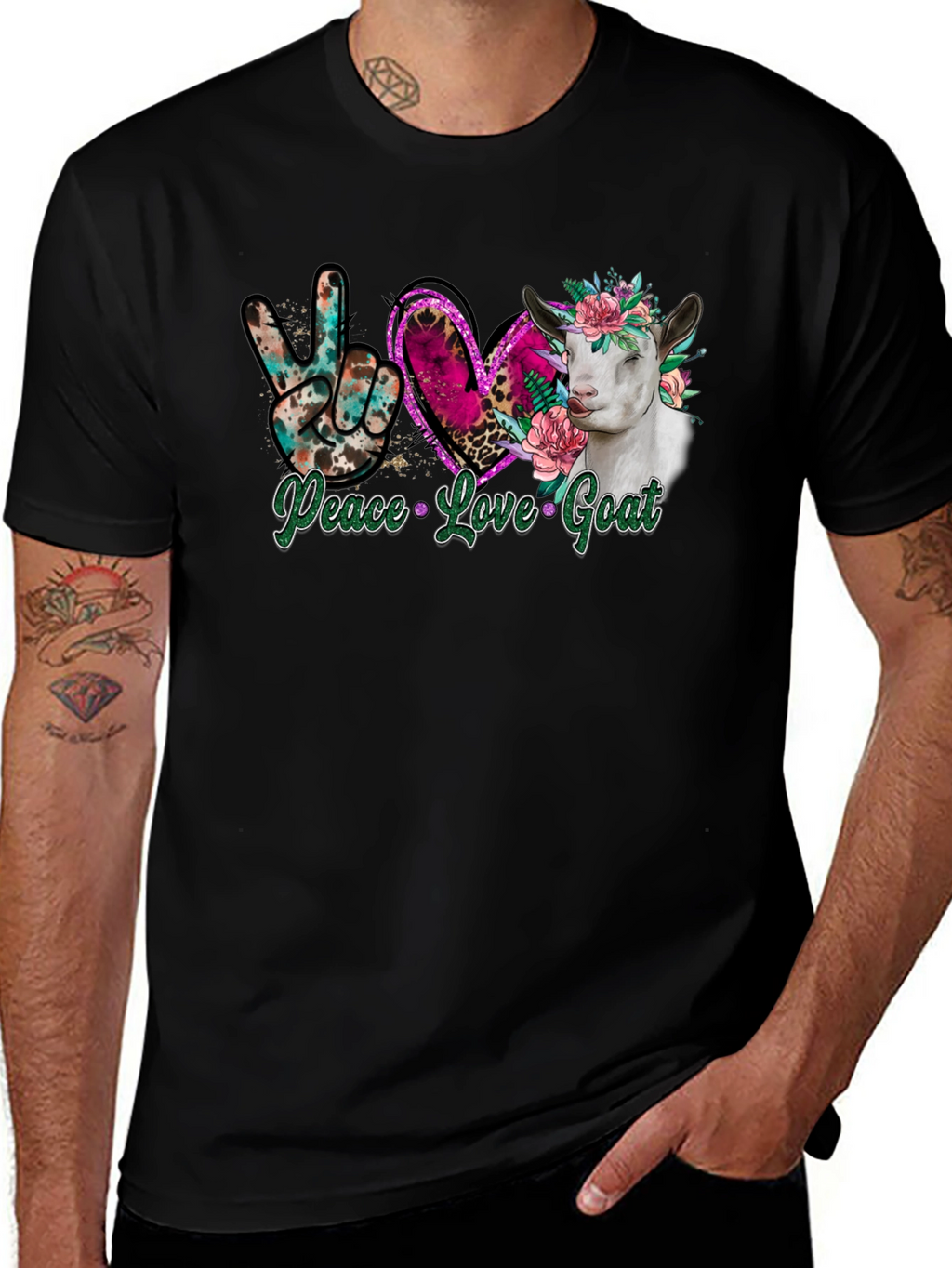 Peace Love Goat Graphic T-Shirt