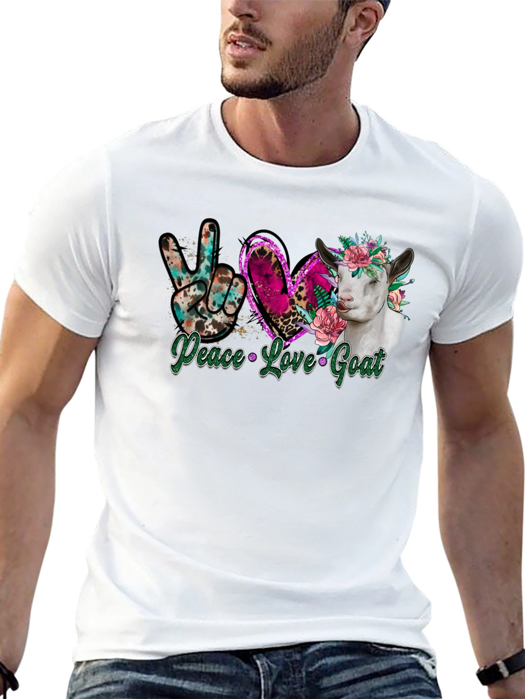 Peace Love Goat Graphic T-Shirt