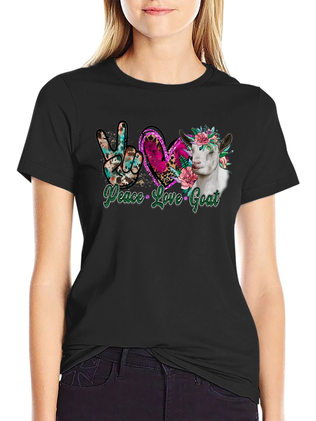 Peace Love Goat Graphic T-Shirt