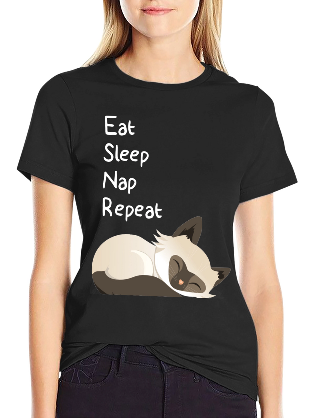 Eat Sleep Nap Repeat T-Shirt - Cat Lover Tee