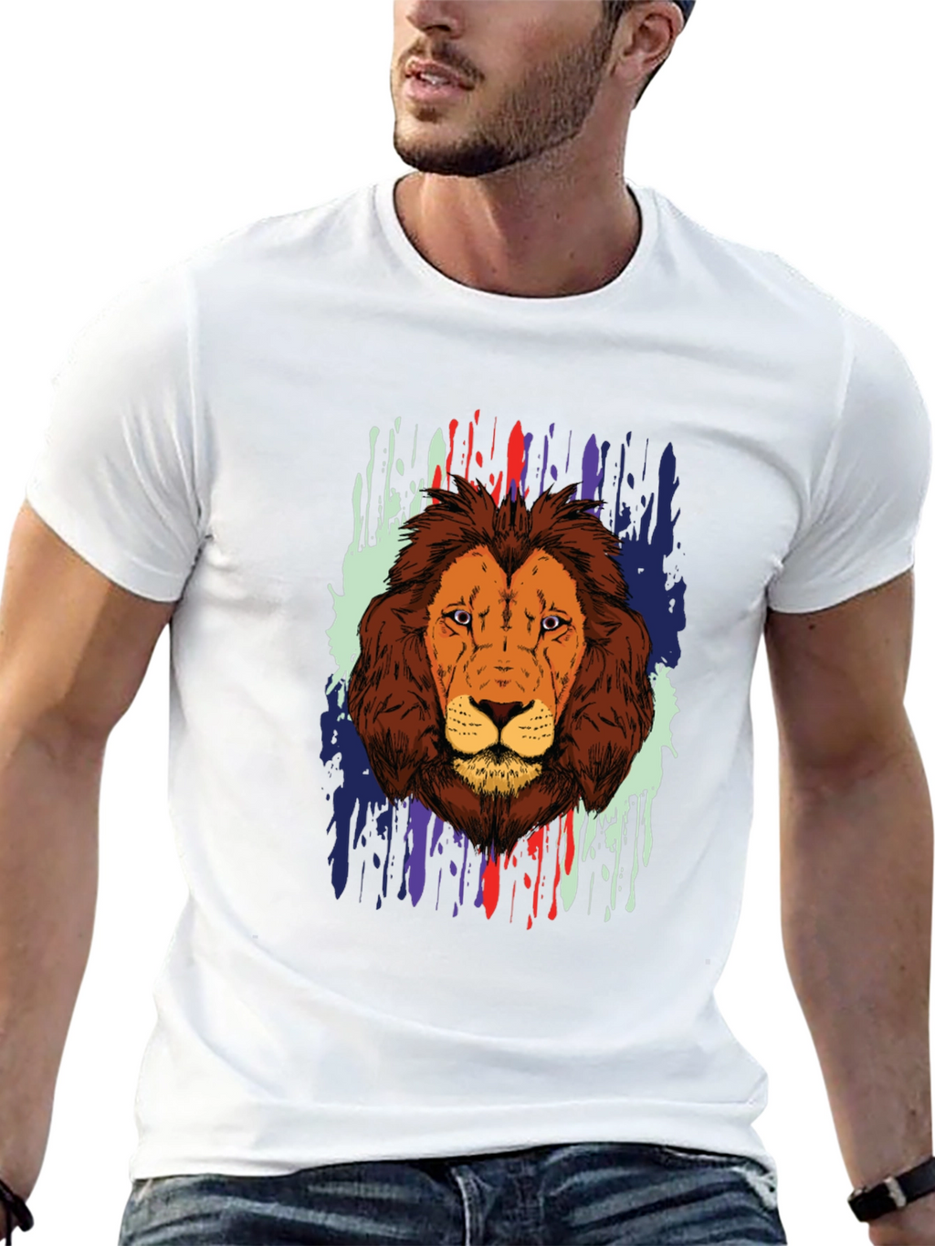 Lion Graphic Print Black T-Shirt