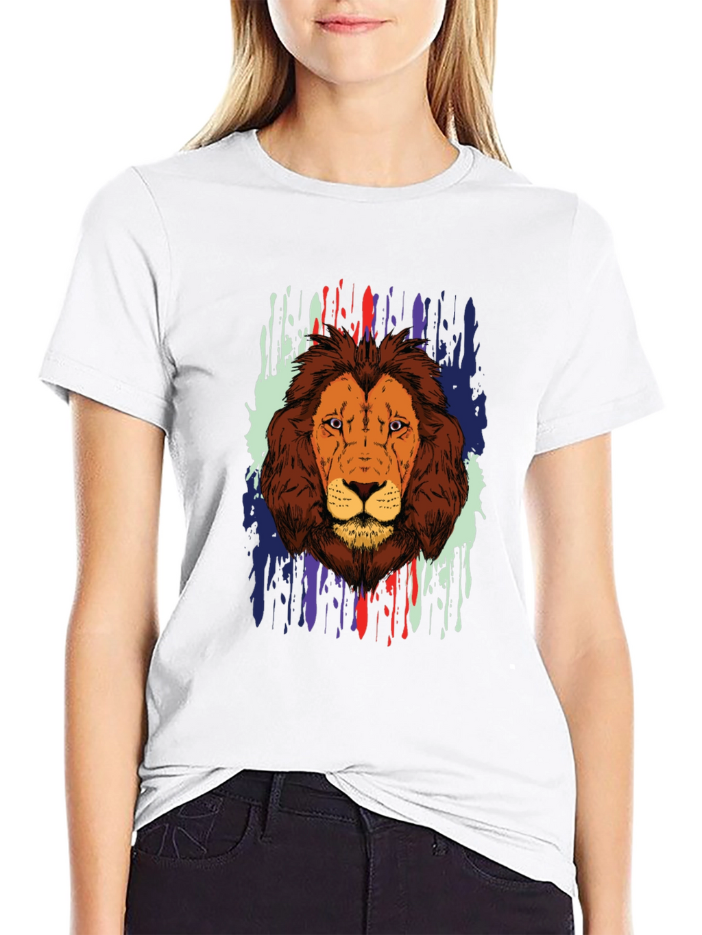 Lion Graphic Print Black T-Shirt