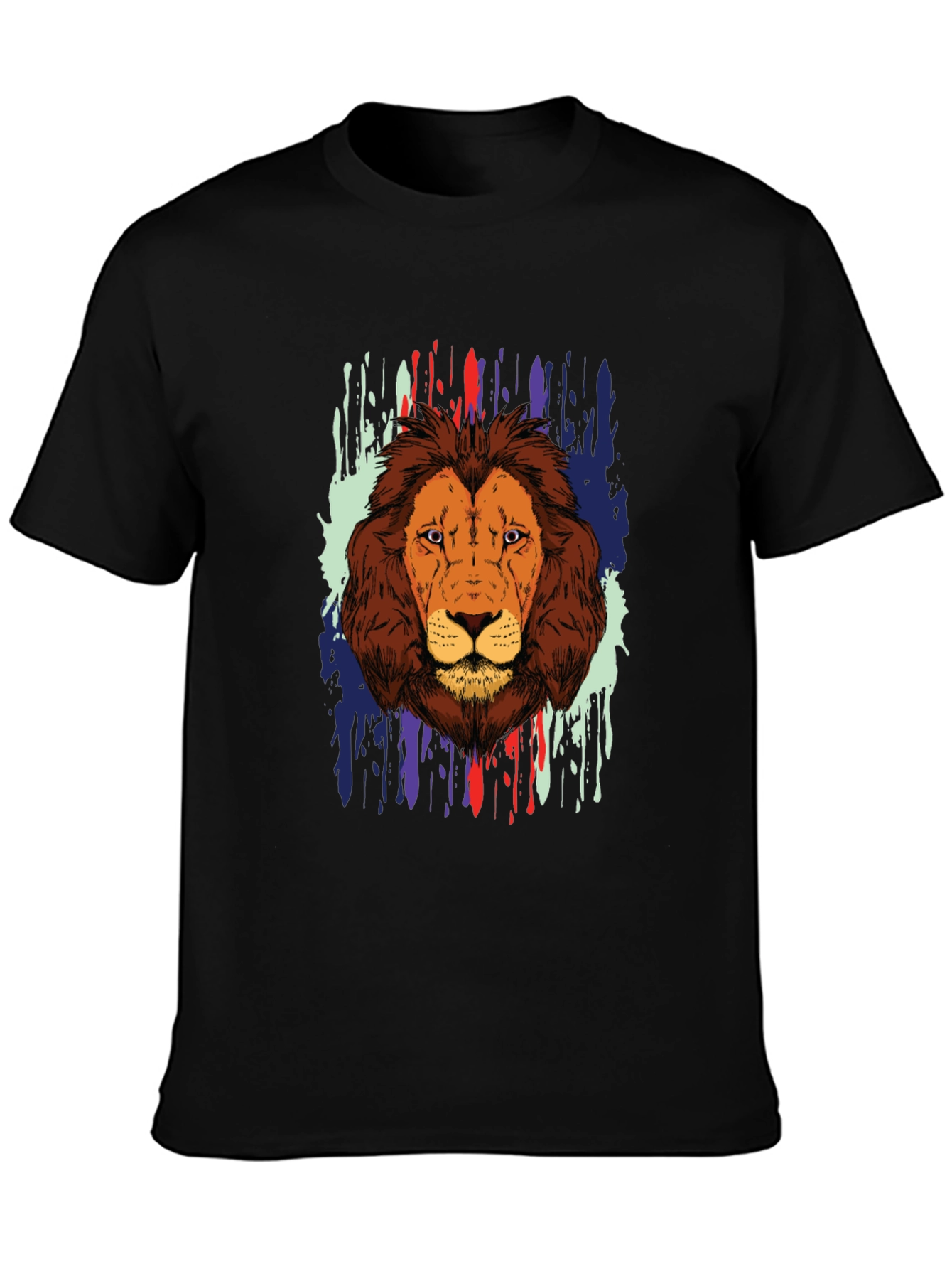 Lion Graphic Print Black T-Shirt