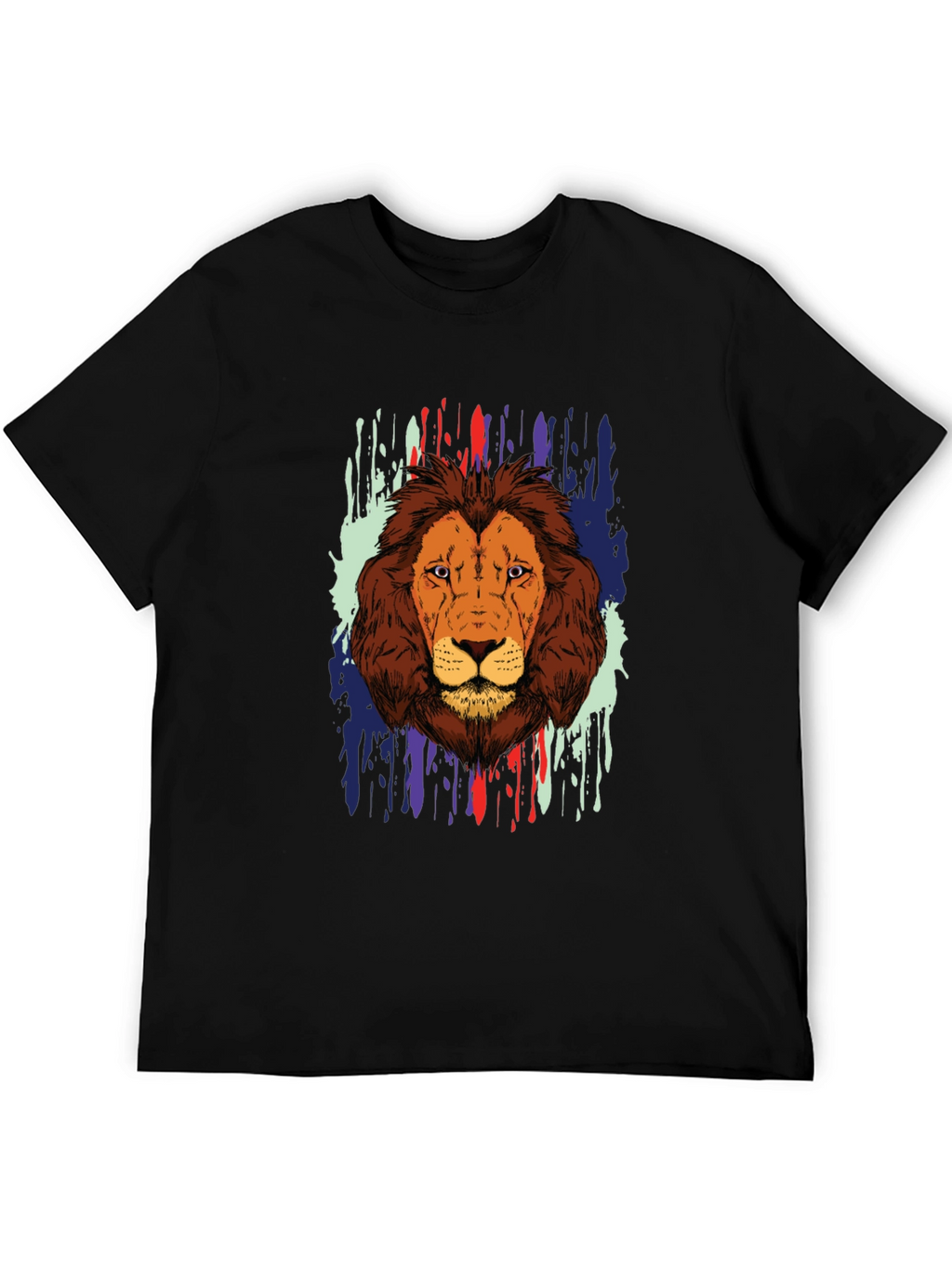 Lion Graphic Print Black T-Shirt