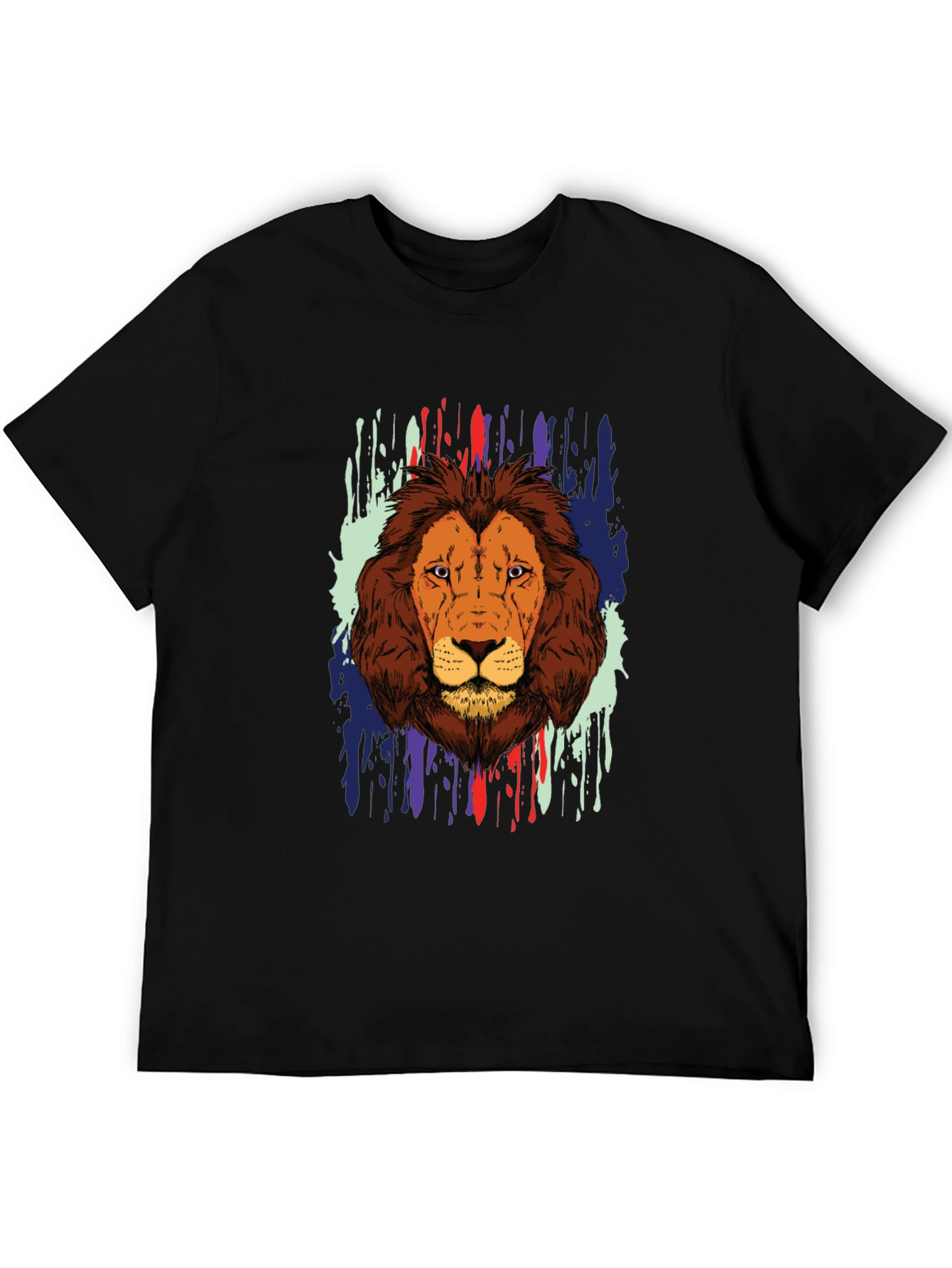 Lion Graphic Print Black T-Shirt