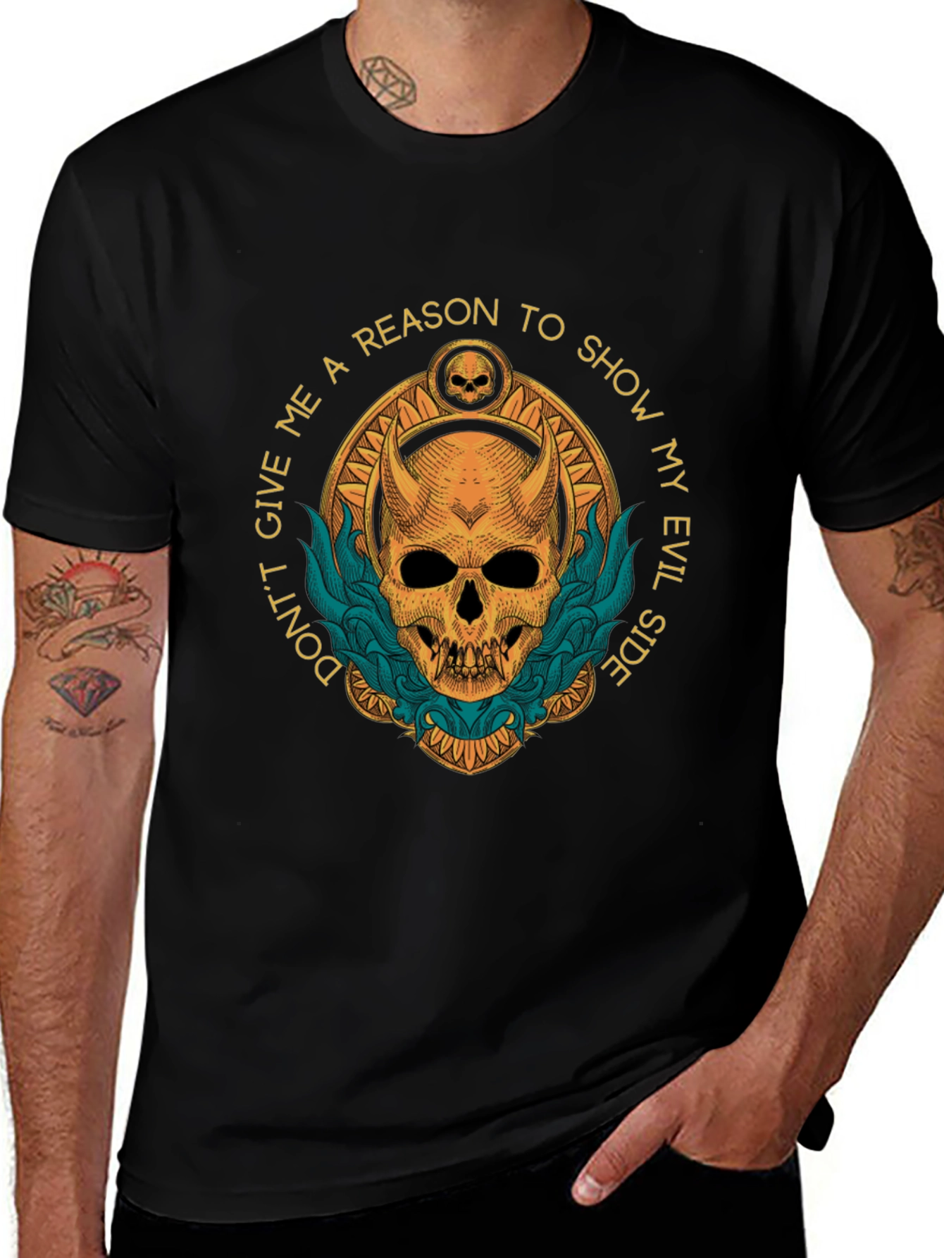 Evil Side Graphic T-Shirt - Skull Design