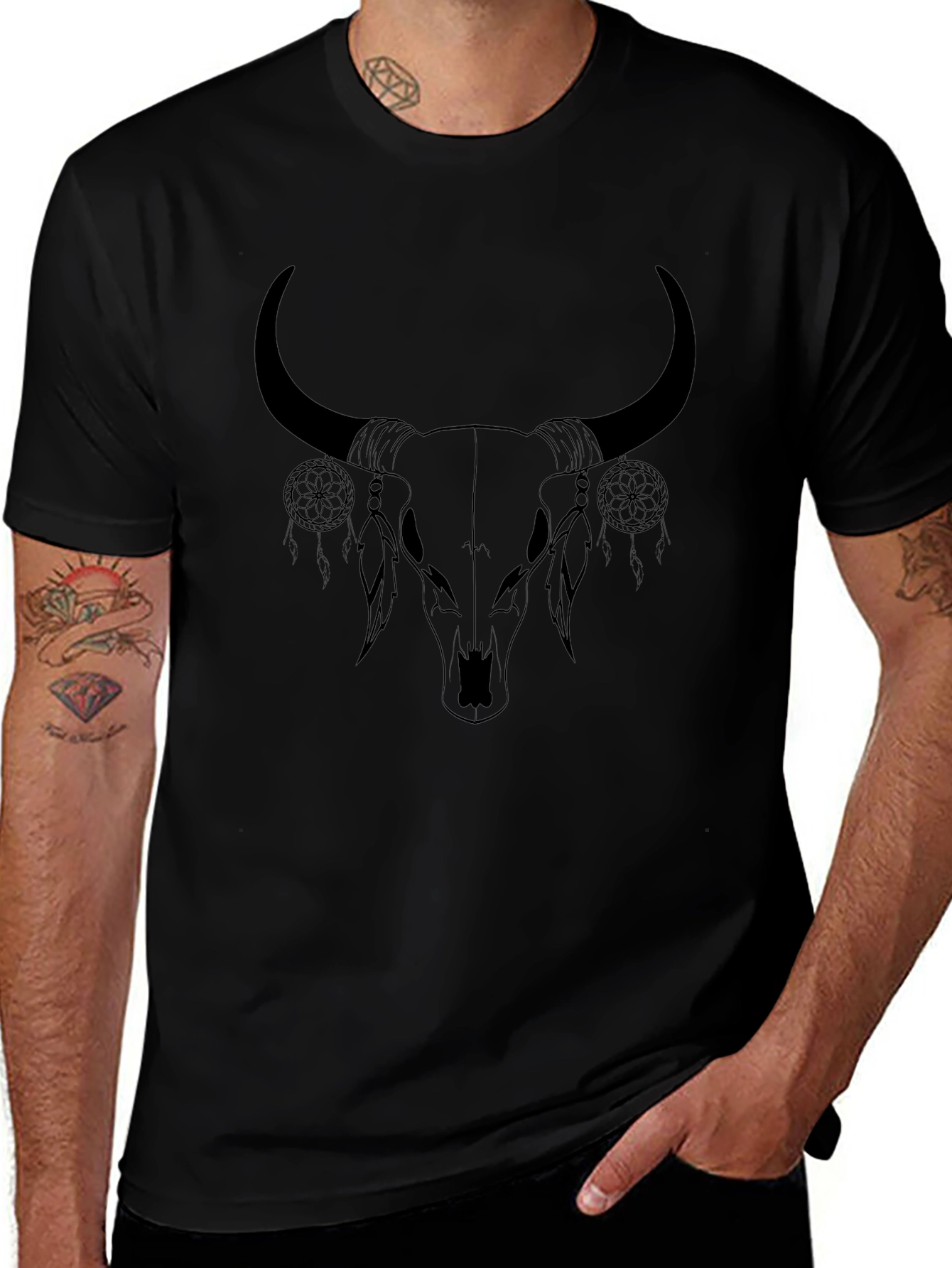Bull Skull Dream Catcher Graphic Tee