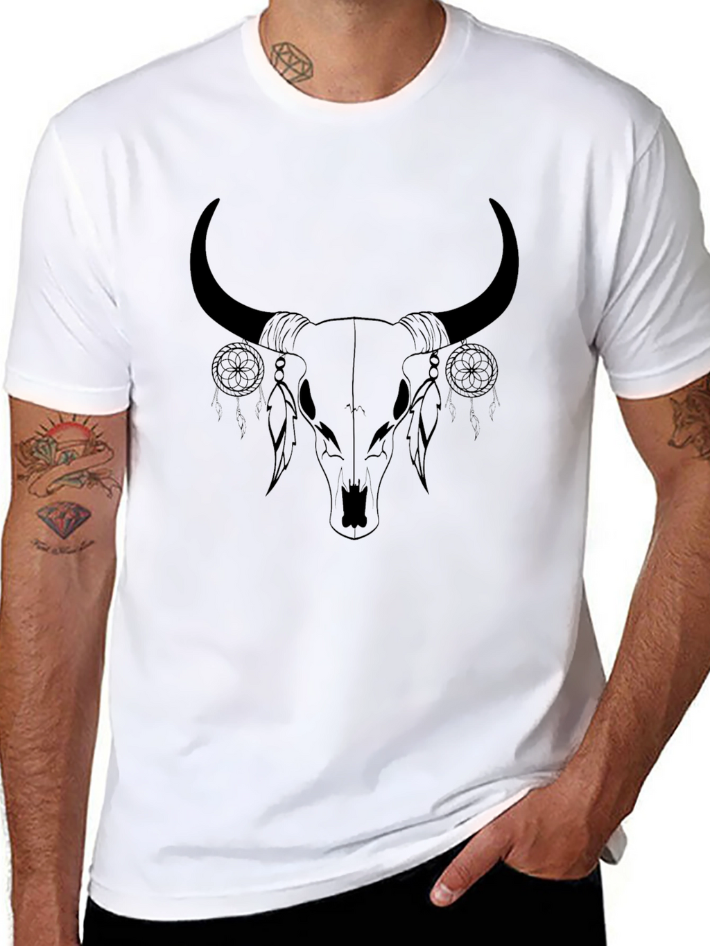 Bull Skull Dream Catcher Graphic Tee