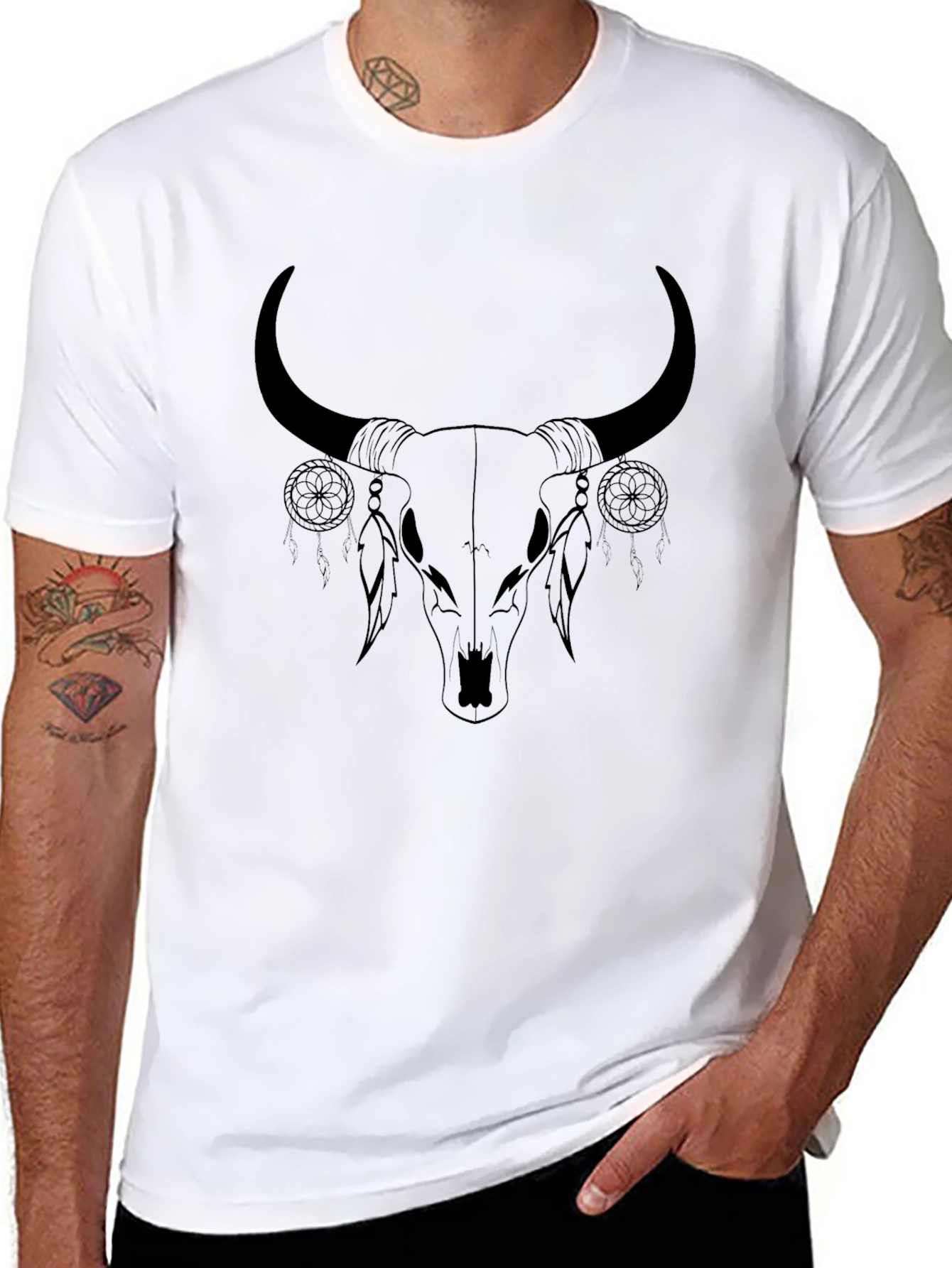 Bull Skull Dream Catcher Graphic Tee