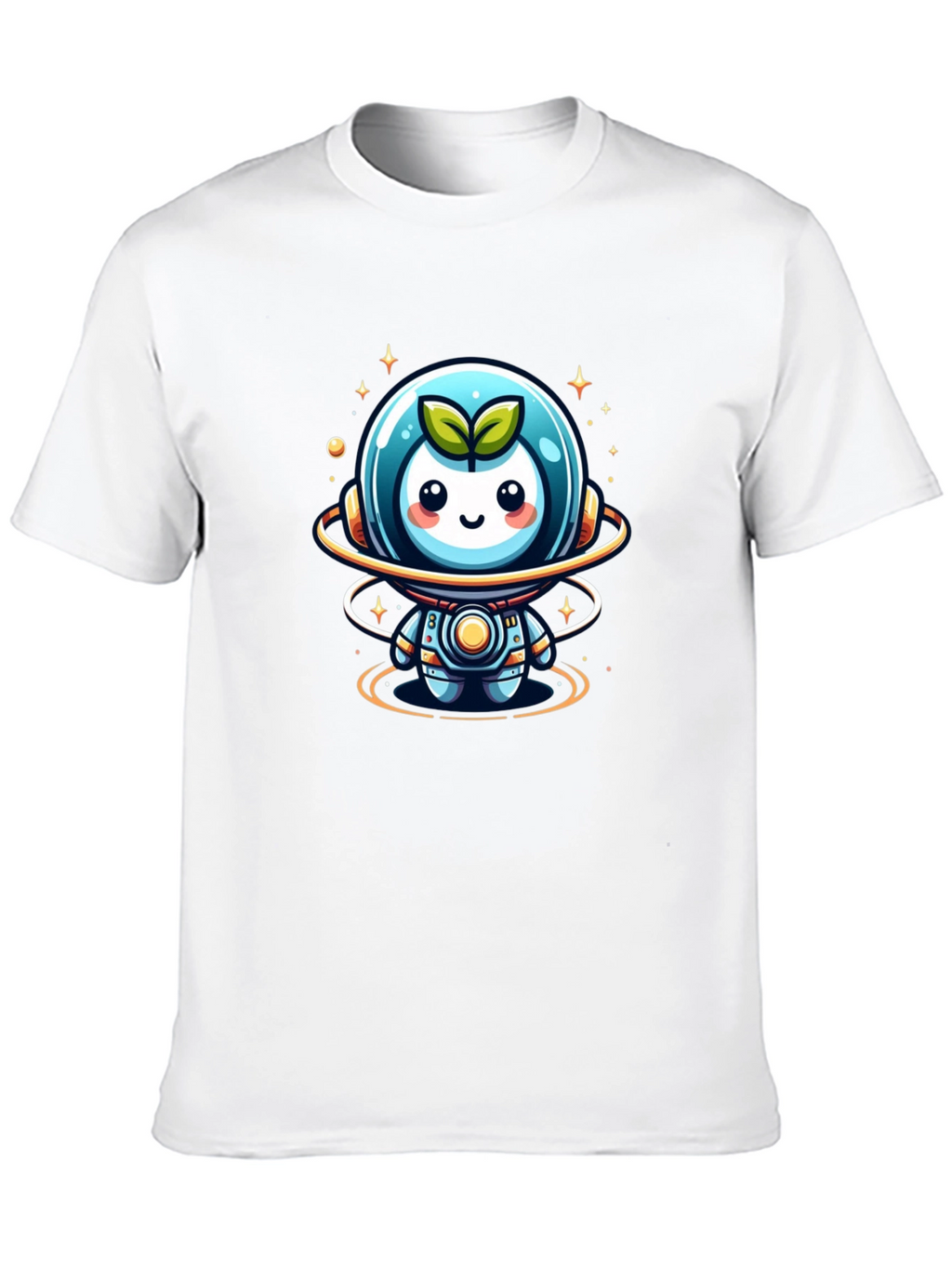 Cute Sprout Astronaut Graphic Tee - Black Cotton Blend