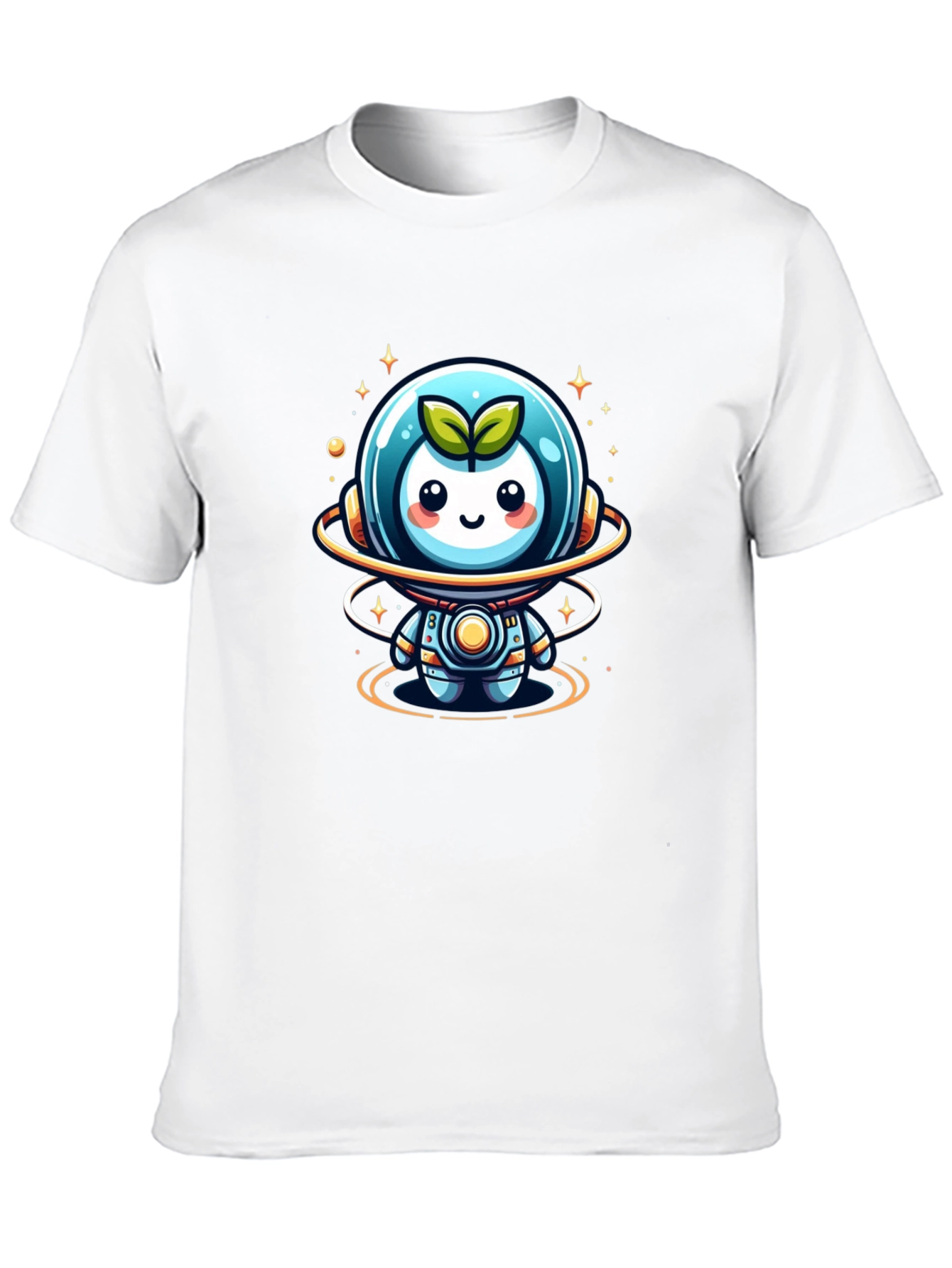 Cute Sprout Astronaut Graphic Tee - Black Cotton Blend