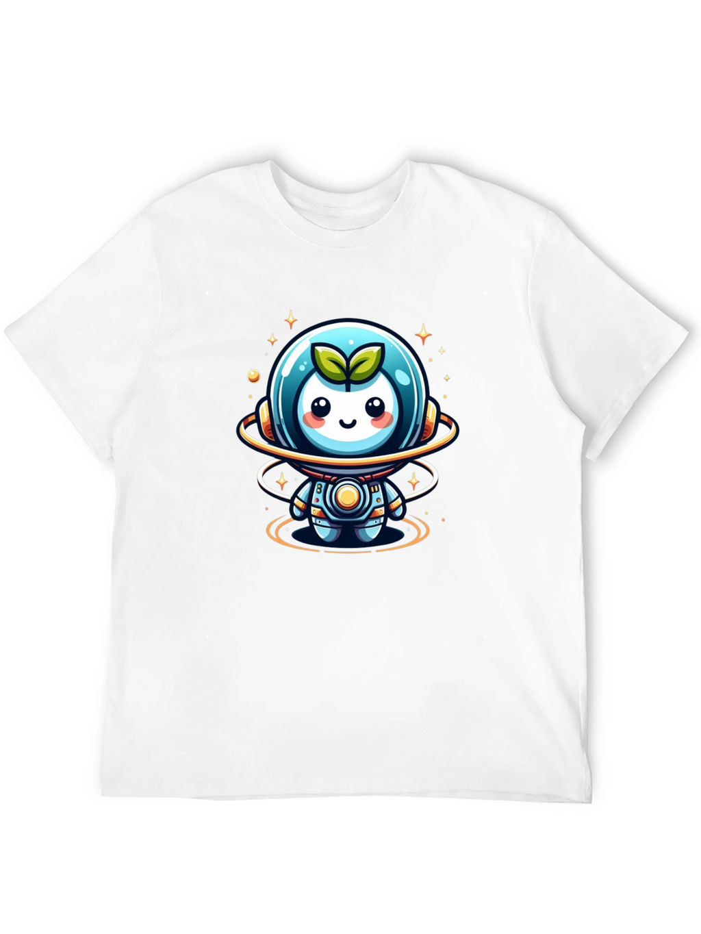 Cute Sprout Astronaut Graphic Tee - Black Cotton Blend
