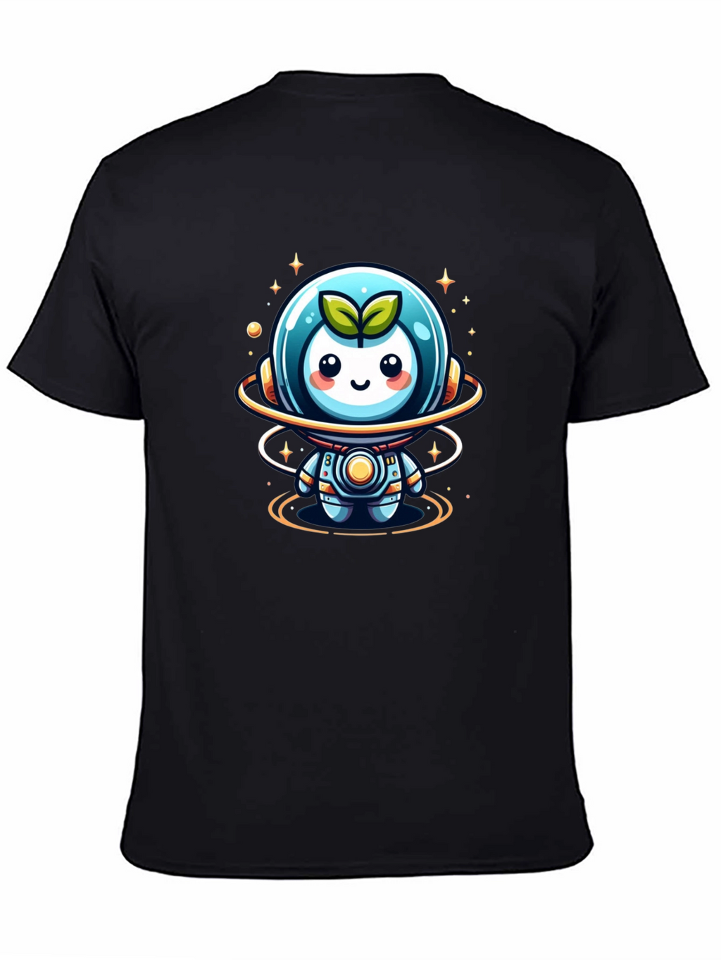Cute Sprout Astronaut Graphic Tee - Black Cotton Blend