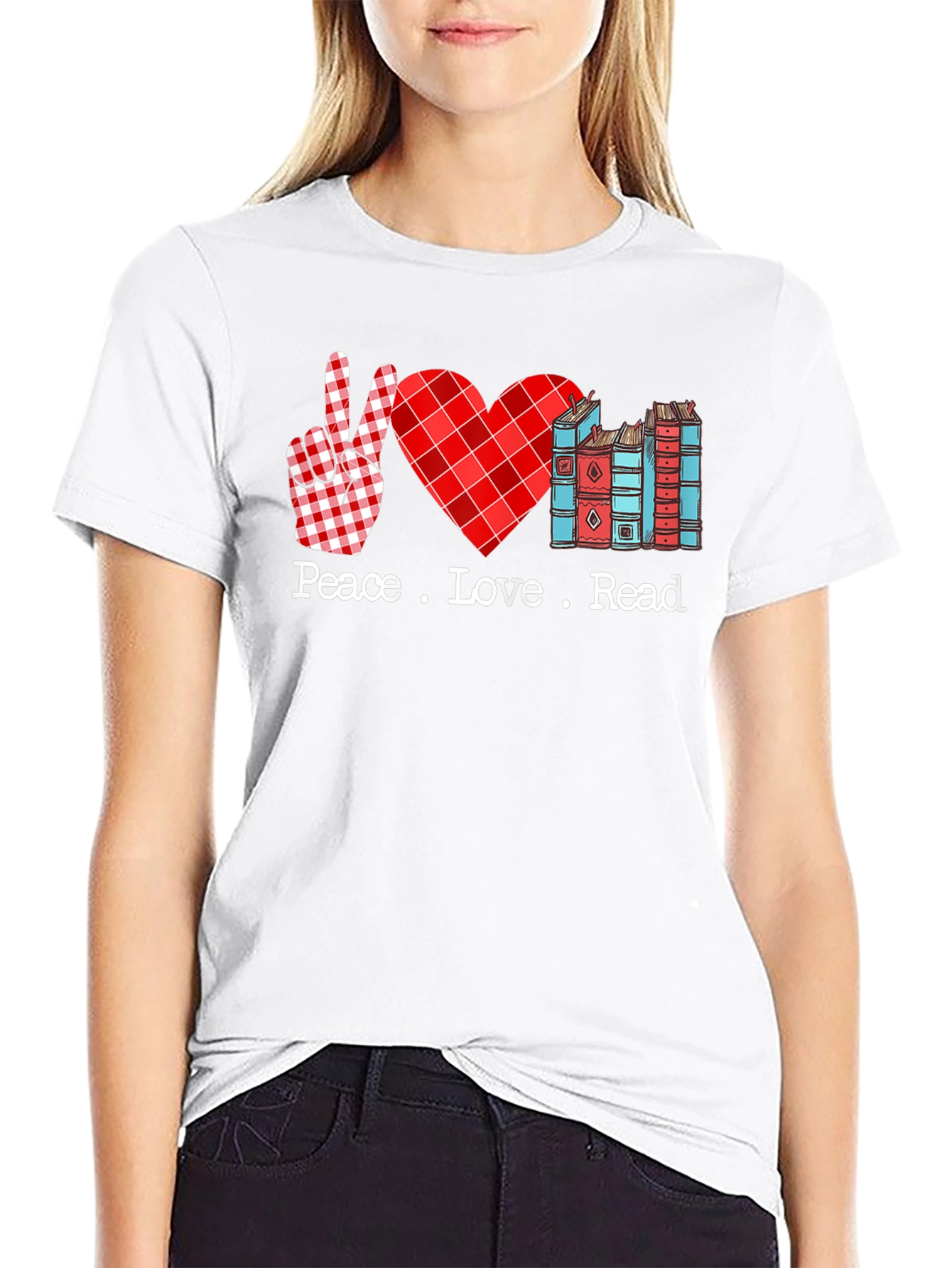 Peace Love Read T-Shirt Book Lover Tee