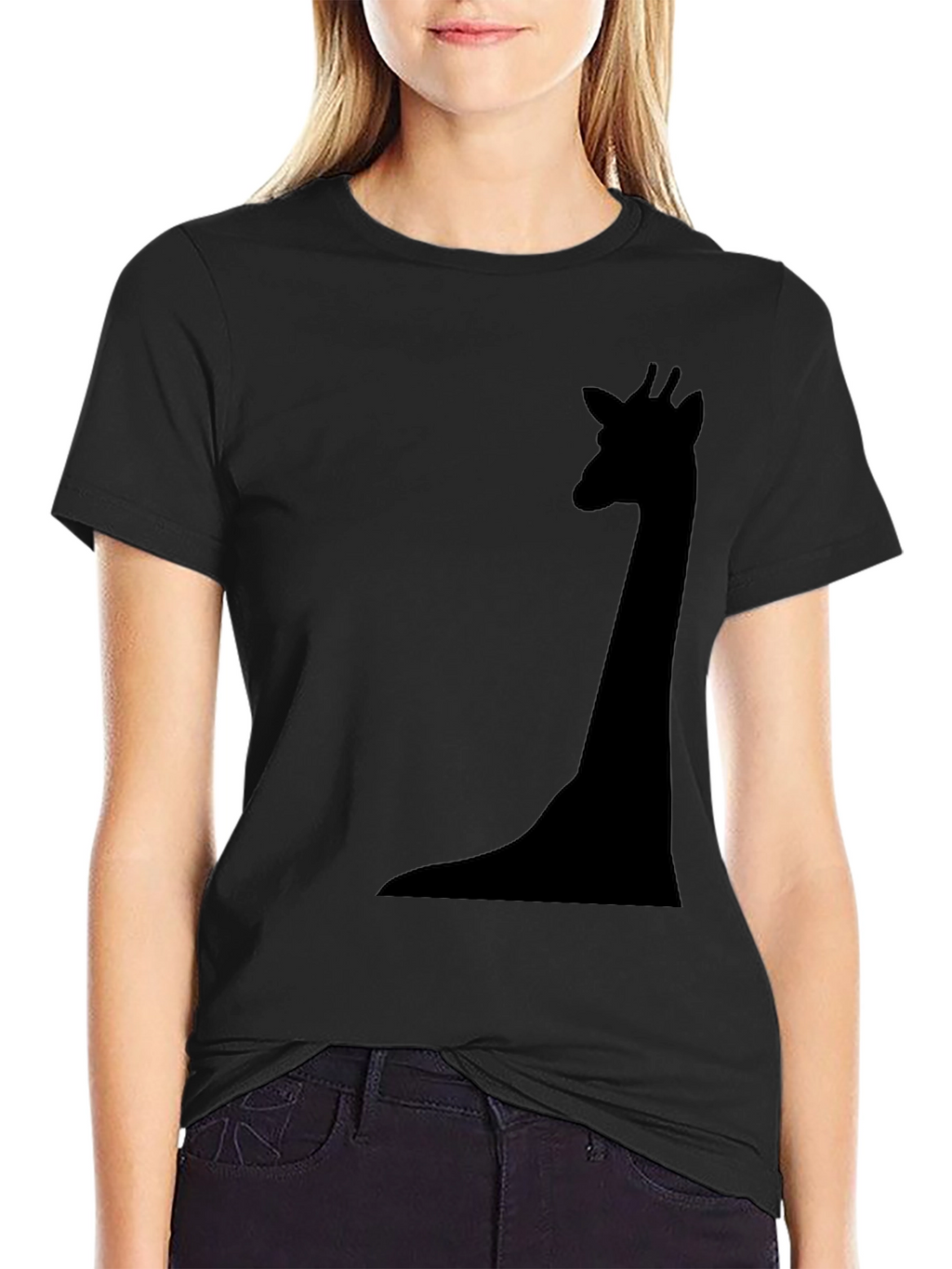 Mens Black Giraffe Silhouette T-Shirt