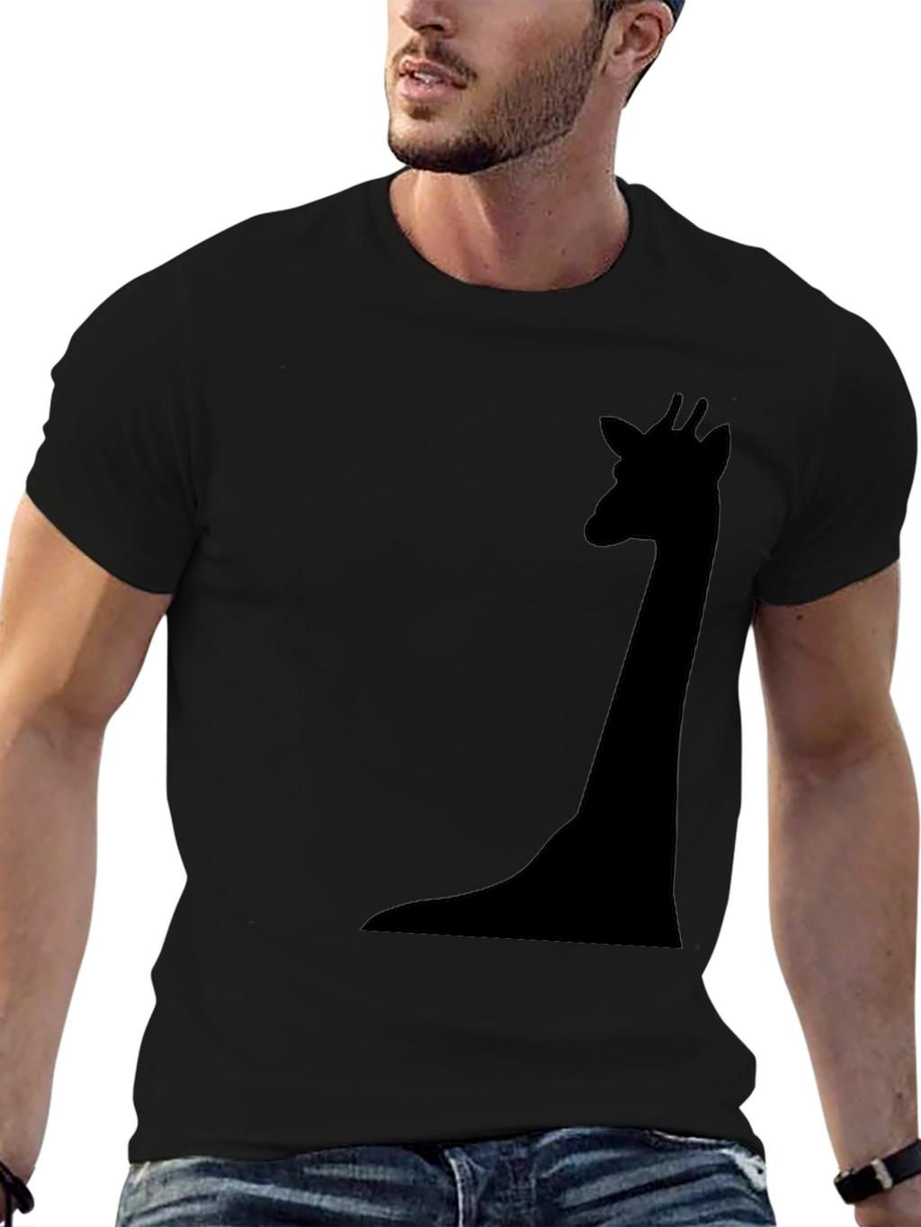 Mens Black Giraffe Silhouette T-Shirt