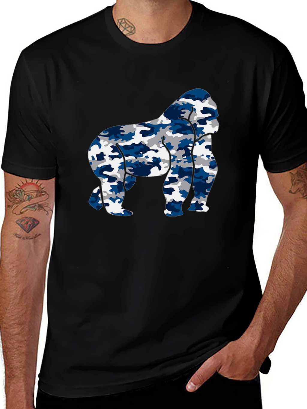 Camo Gorilla Graphic Tee - Mens Black T-Shirt