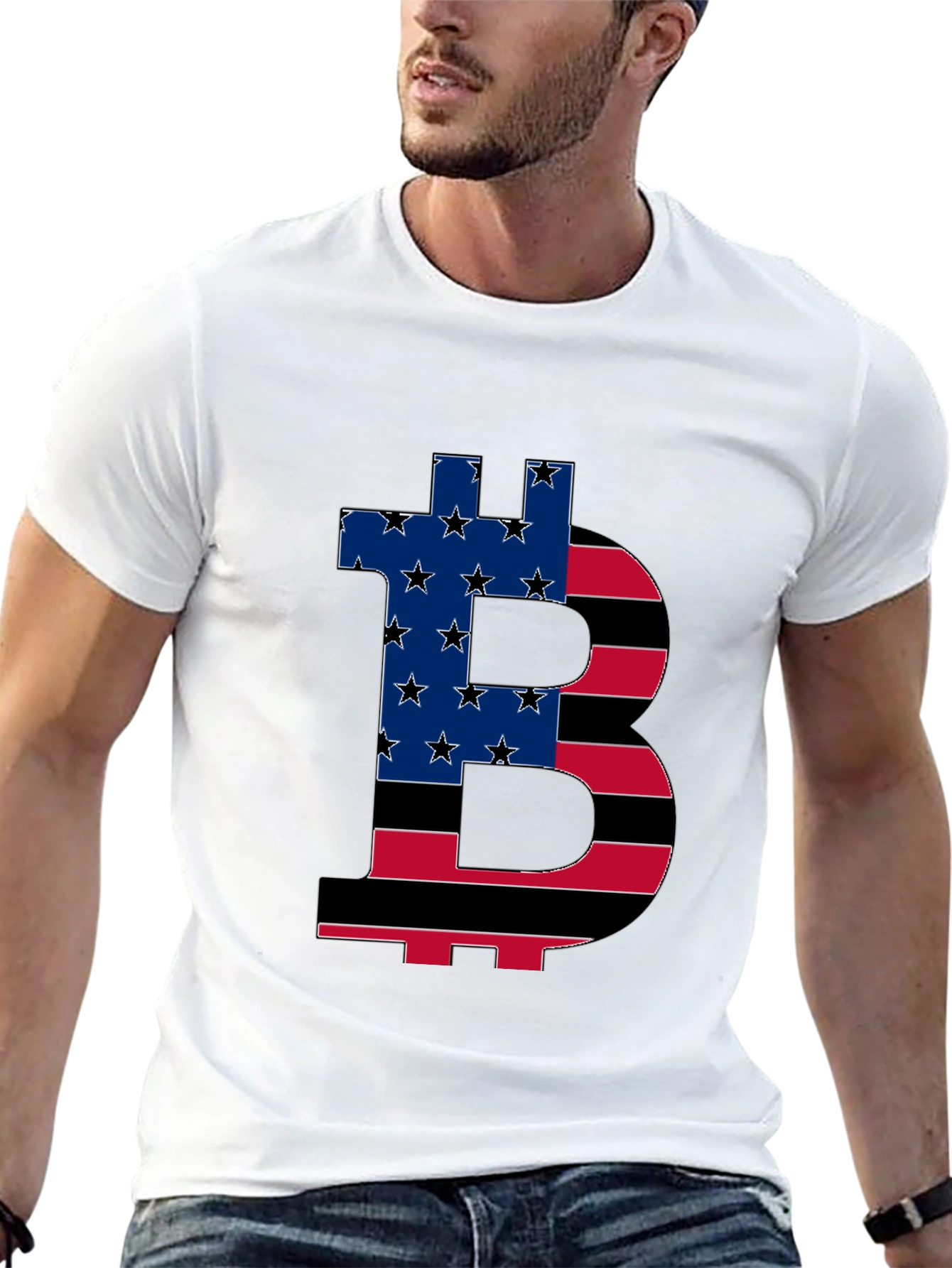 Bitcoin USA Flag Graphic T-Shirt