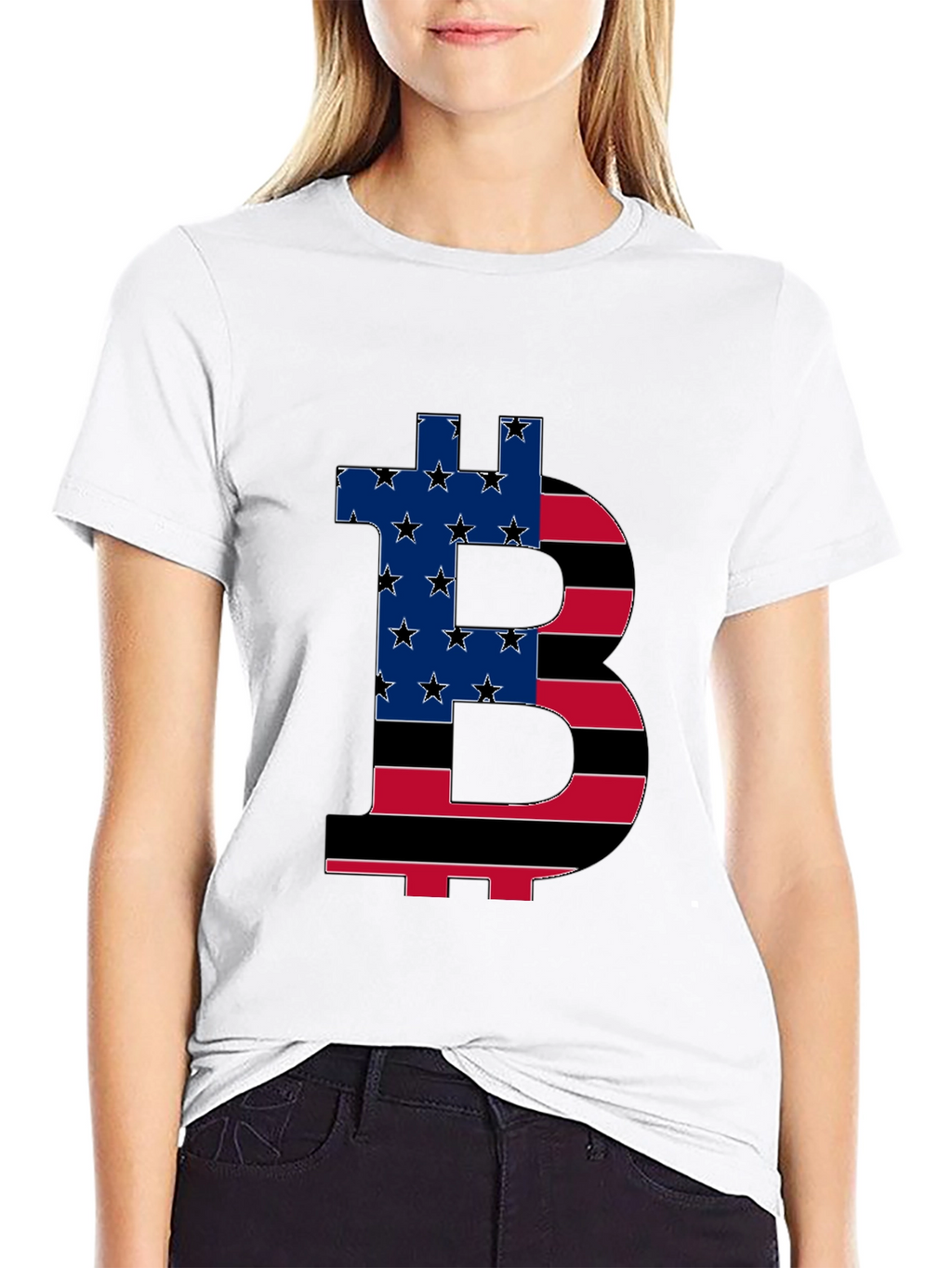 Bitcoin USA Flag Graphic T-Shirt