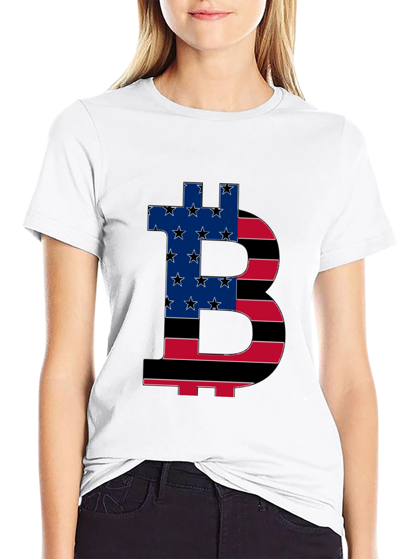 Bitcoin USA Flag Graphic T-Shirt