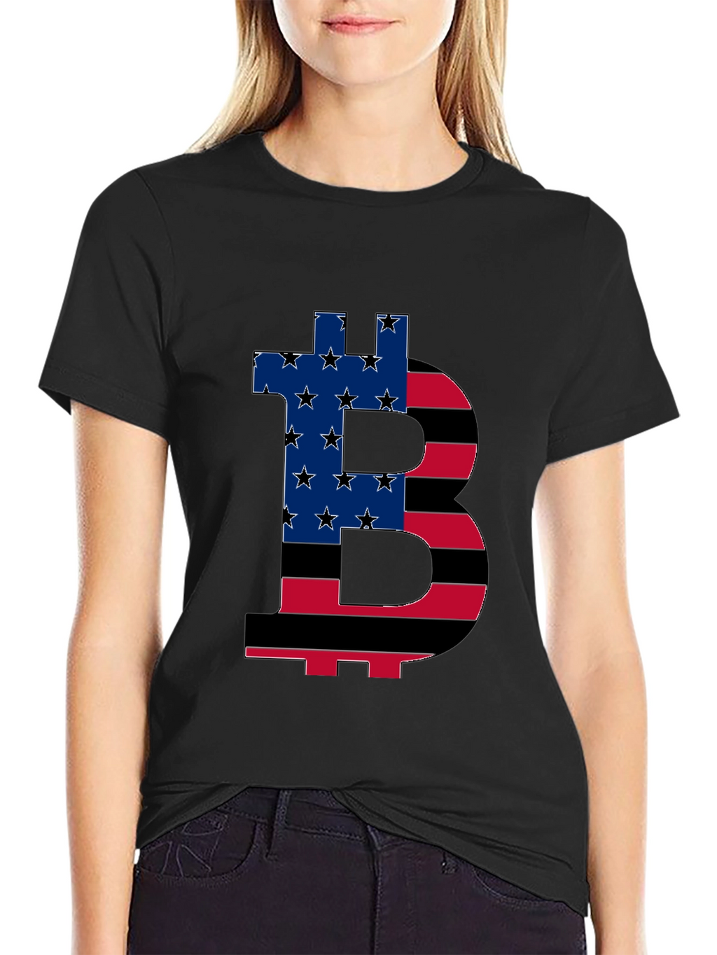 Bitcoin USA Flag Graphic T-Shirt