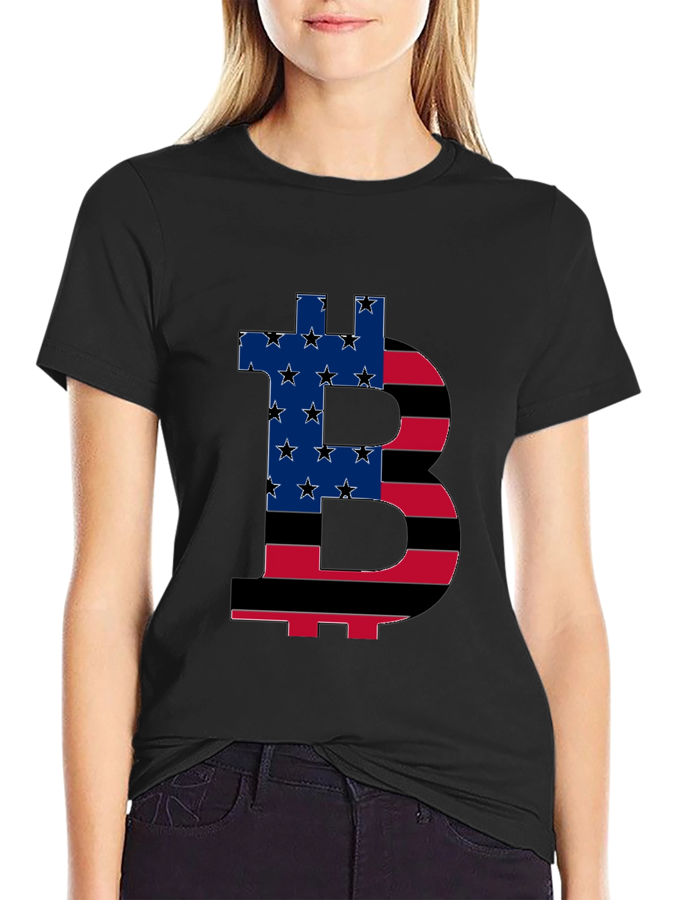 Bitcoin USA Flag Graphic T-Shirt