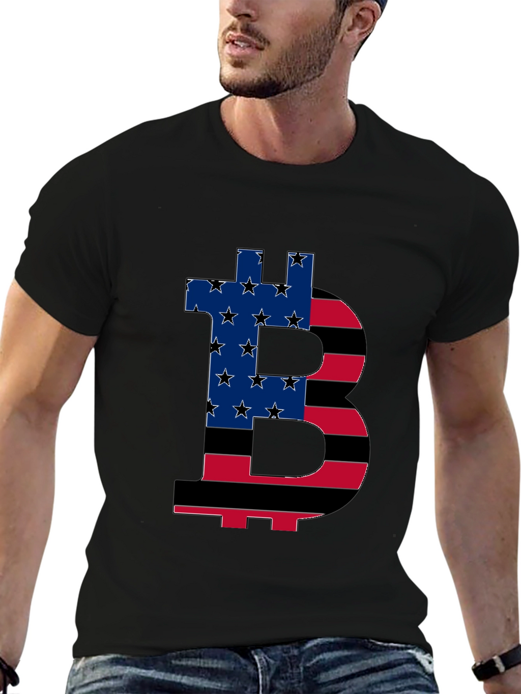 Bitcoin USA Flag Graphic T-Shirt