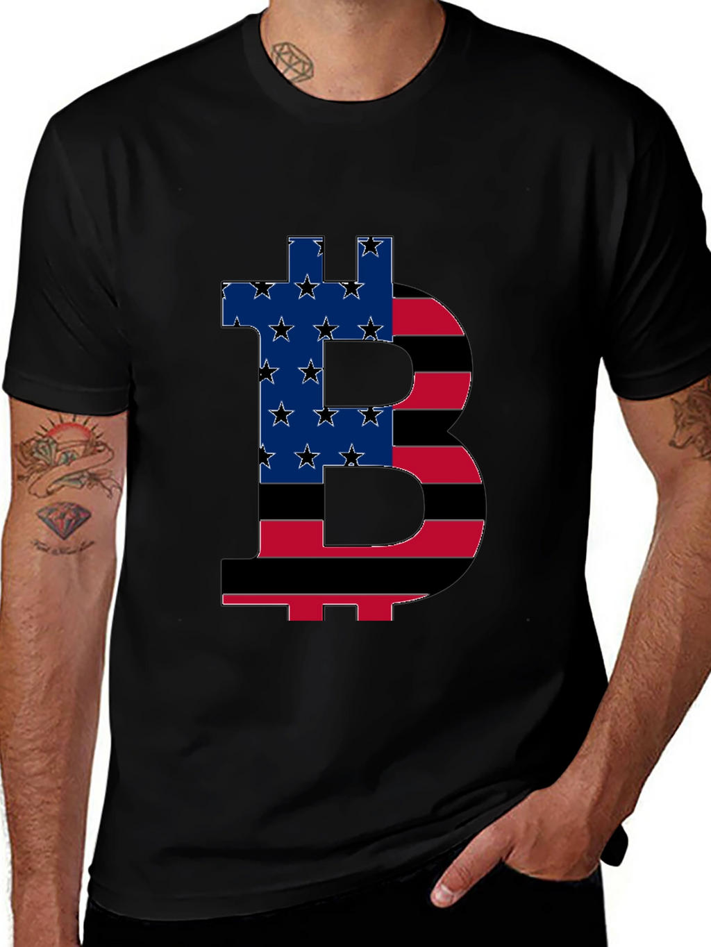 Bitcoin USA Flag Graphic T-Shirt