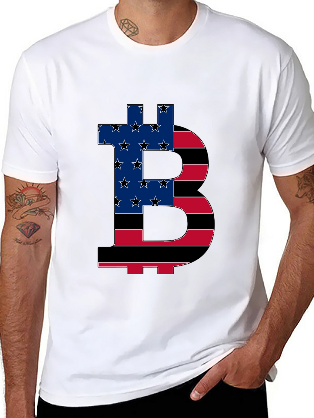 Bitcoin USA Flag Graphic T-Shirt