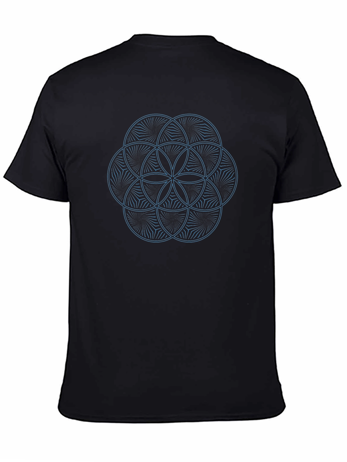 Geometric Flower of Life Graphic Tee - Black