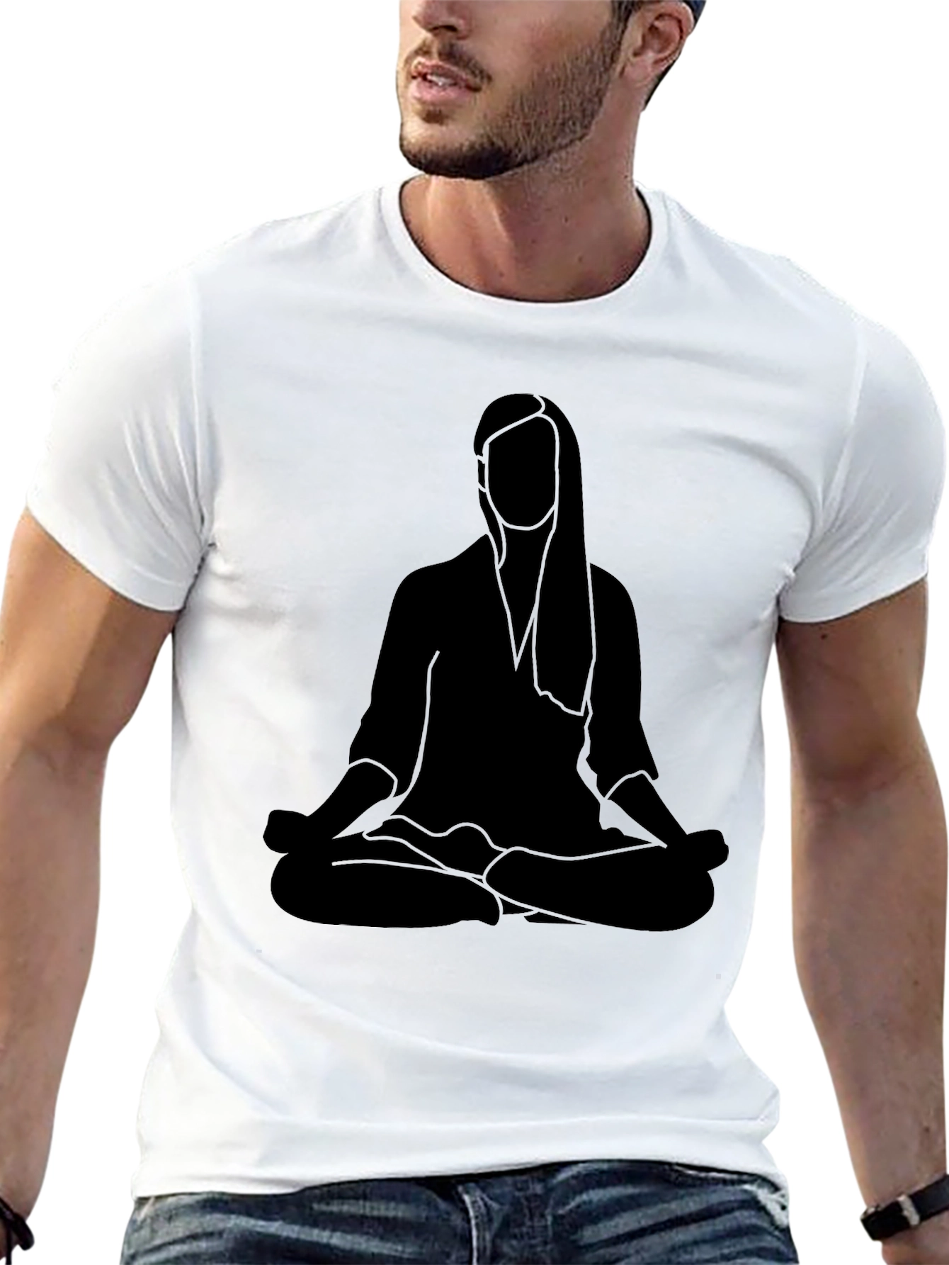 Meditating Woman Graphic Black Tee