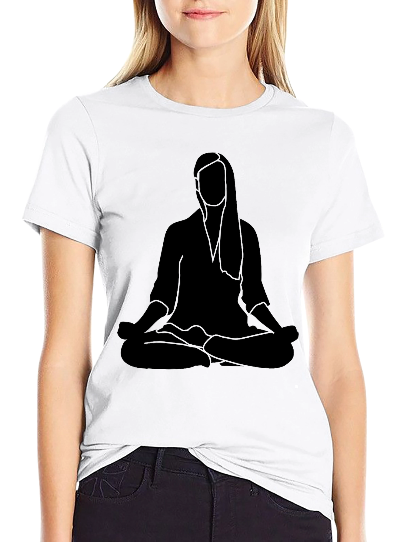Meditating Woman Graphic Black Tee