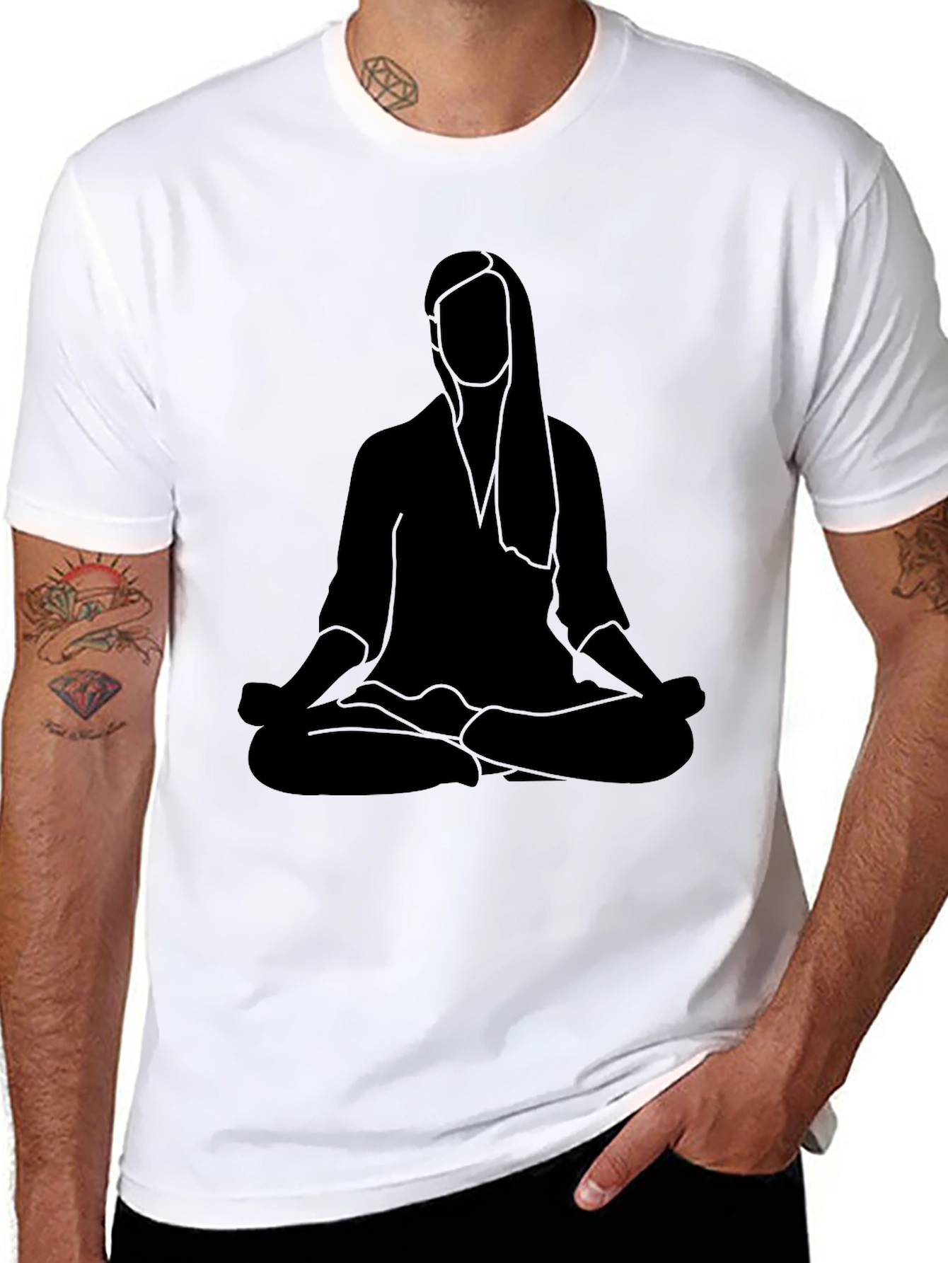 Meditating Woman Graphic Black Tee
