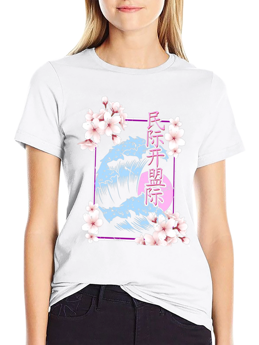 Japanese Wave Cherry Blossom T-Shirt