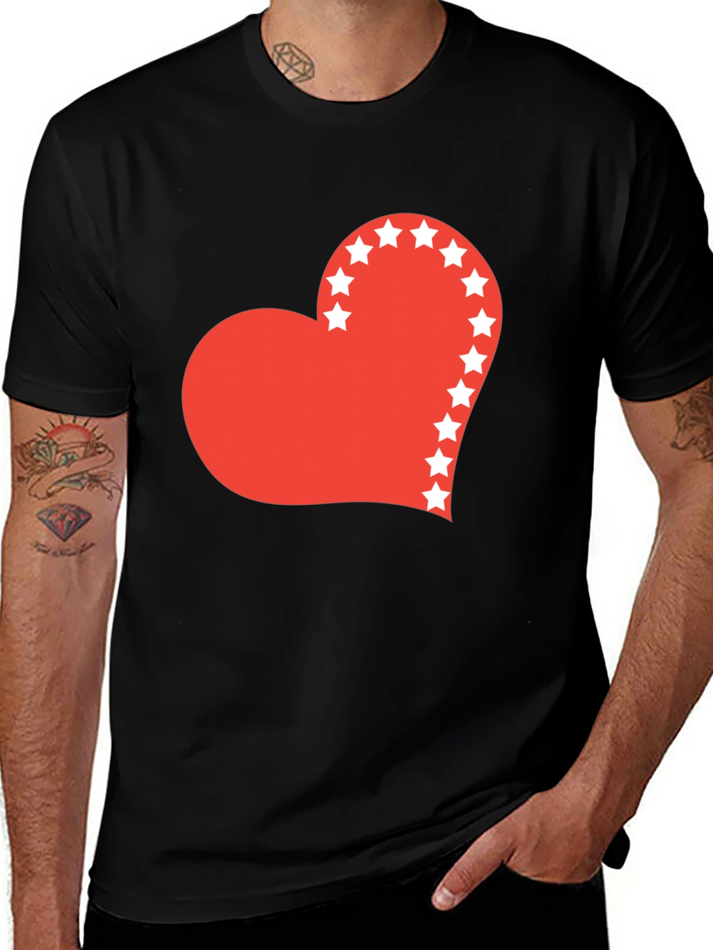 Heart Stars Graphic Tee - Black